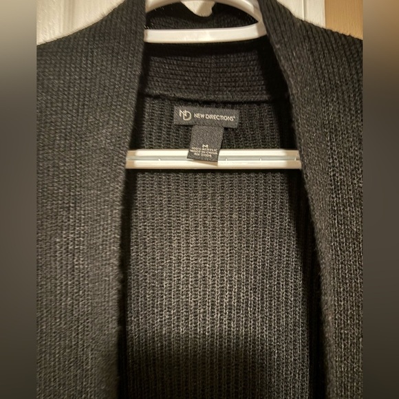 New Directions Black Open Cardigan with Fringe - Picture 3 of 3